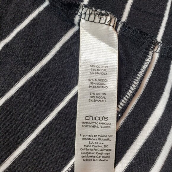 Zenergy by Chicos Cardigan Womens 2 Black White Striped Nautical Open Front‎ - Picture 5 of 5